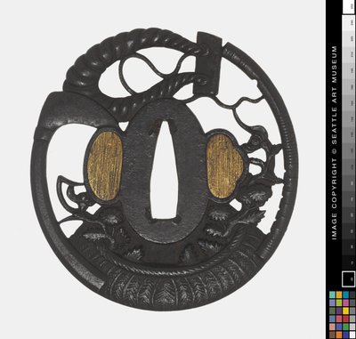 Tsuba: Bloemen, Zeis, Touw, vroege 18e eeuw door Japanese School
