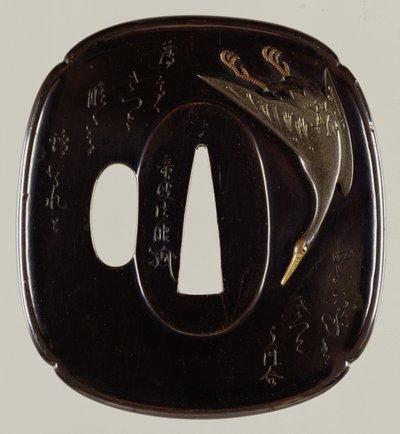 Tsuba zwaardbeschermer (shakudo koper en goudlegering) door Japanese School