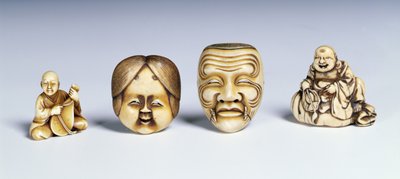 Twee maskers en twee muzikanten door Japanese School
