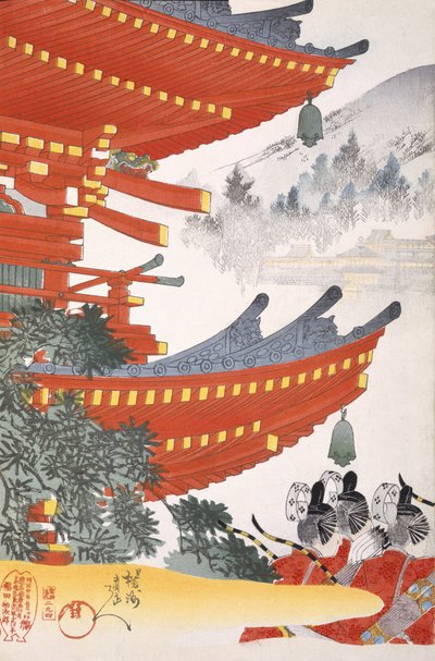 Krijgers Vertrekken, uit een 19e-eeuws Album van Houtsneden door Japanese School