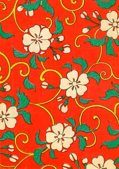 Houtsnede van appelbloesems door Japanese School