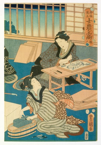 Houtsnedeproductie door Japanese School