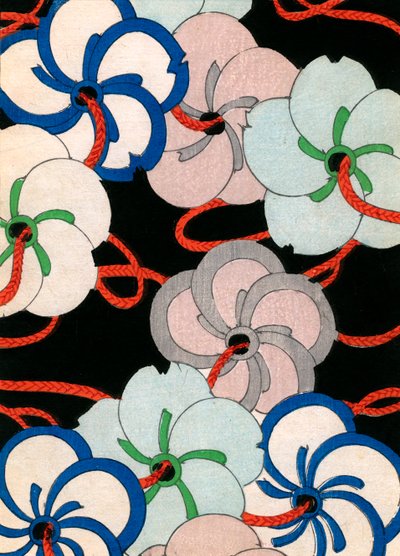 Kleuren houtsnede van Camellia Ornamenten door Japanese School