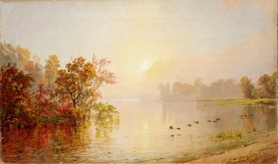 Mistige middag - herfst, 1873 door Jasper Francis Cropsey