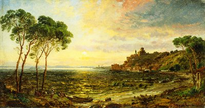 Zonsondergang boven het Meer van Thrasemine, 1887 door Jasper Francis Cropsey