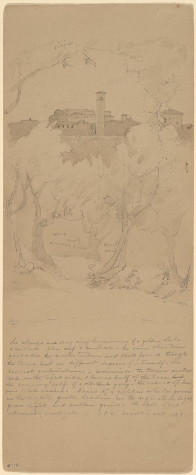 Uitzicht door de Bomen bij Tivoli door Jasper Francis Cropsey
