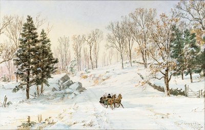 Winter op Ravensdale Road, Hastings-on-Hudson door Jasper Francis Cropsey