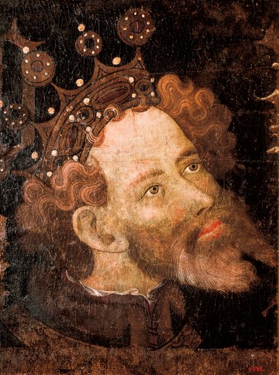 Peter IV van Aragon, detail van een tempera op hout door Jaume Mateu door Jaume Mateu