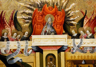 God de Vader omringd door engelen, altaarstuk uit Verdu door Jaume Ferrer