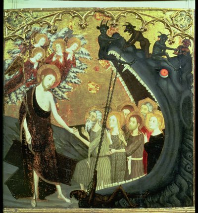 Paneel van de afdaling in Limbo, van het altaarstuk van het klooster van Santo Sepulchro, Zaragoza door Jaume Serra
