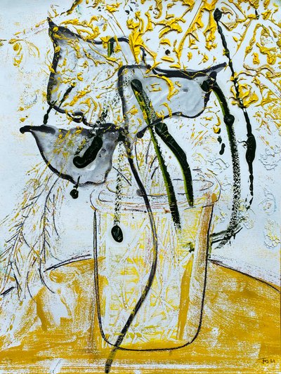 Fleur De Sel No. 08 Goud Zwart Wit Monotype door Jay Batlle