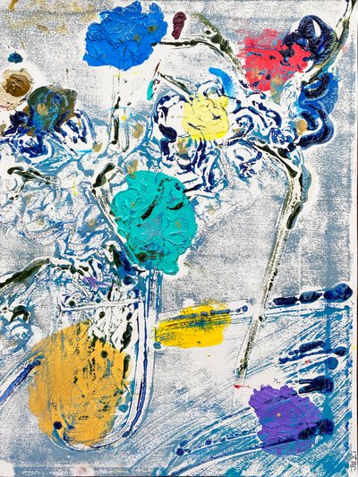 Fleur De Sel No. 09 Blauwe Kleurrijke Monotype, 2021 door Jay Batlle