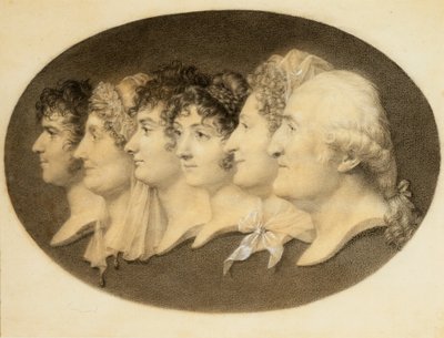 Profielportret van Augustin en zijn familie door Jean-Baptiste-Jacques Augustin