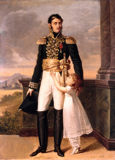 Generaal Junot en zijn dochter Josephine, ca. 1805 door Jean Baptiste (attr. to) Isabey