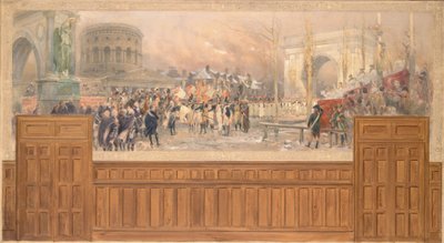 Ontvangst door de gemeente Parijs, bij de barrière de la Villette, van troepen die terugkeren uit Polen, na de campagne van 1806-1807 door Jean Baptiste Edouard Detaille