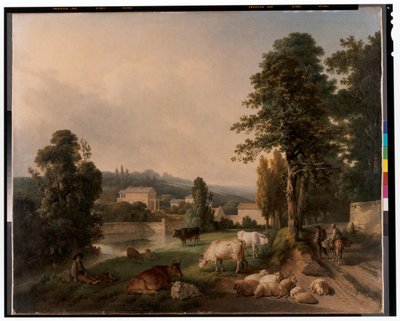 Landschap met koeien door Jean Baptiste Huet