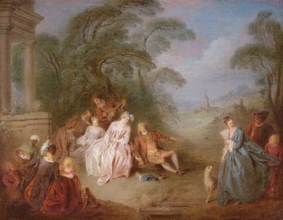 Een Verzameling in een Park door Jean Baptiste Joseph Pater