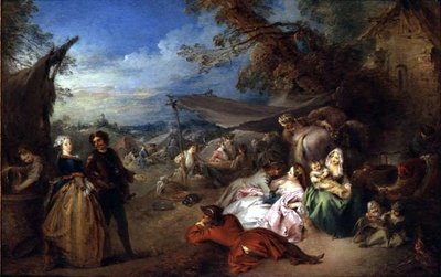 Troepen voor de taverne door Jean Baptiste Joseph Pater