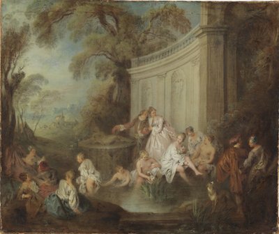 Een gezelschap badend in een park door Jean Baptiste Joseph Pater