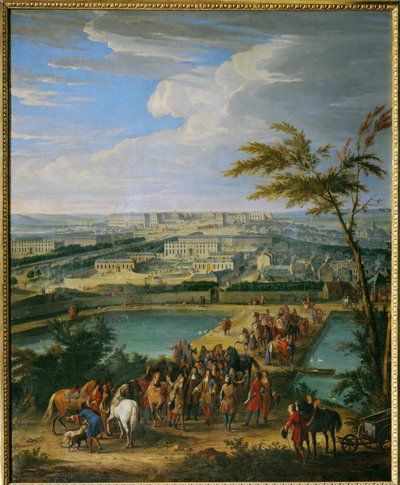 Stad en paleis van Versailles ... (schilderij op doek) door Jean Baptiste Martin