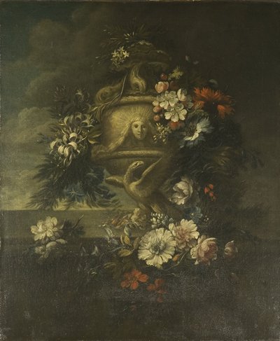 Bloemen in een Gesneden Vaas door Jean Baptiste Monnoyer