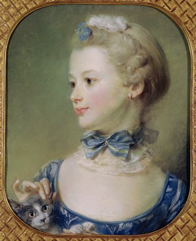 Jong Meisje met een Kat door Jean Baptiste Perronneau