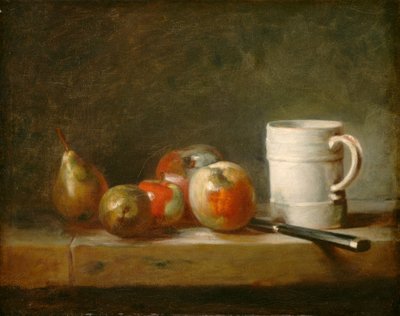Stilleven met een witte mok door Jean Baptiste Simeon Chardin