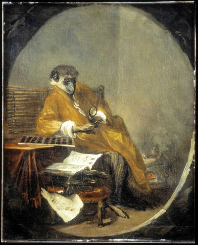 De aap - door J.B. Chardin door Jean Baptiste Simeon Chardin