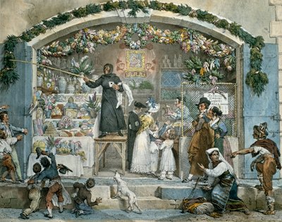 Befana in Rome, prent door Jean-Baptiste Thomas door Jean Baptiste Thomas