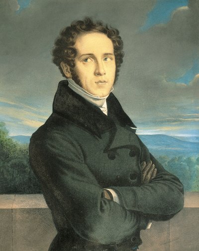 Portret van de Italiaanse operacomponist Vincenzo Bellini (1801 - 1835) door Jean Francois Millet