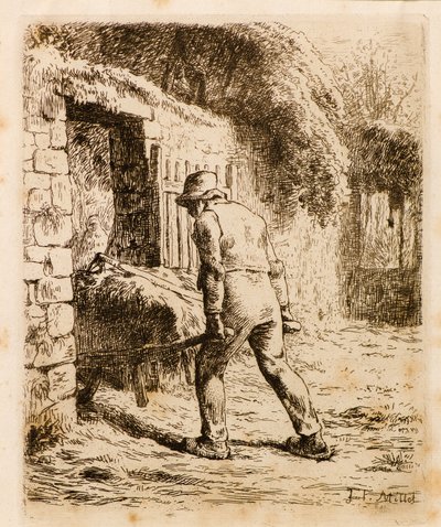 Man met kruiwagen door Jean Francois Millet