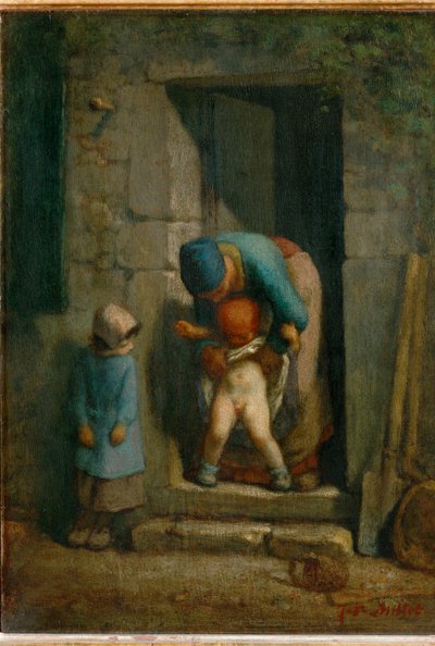 Moederlijke voorzorg (schilderij op doek) door Jean-Francois Millet