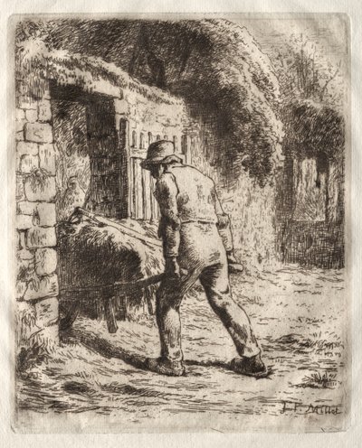 Boer met een kruiwagen door Jean-Francois Millet