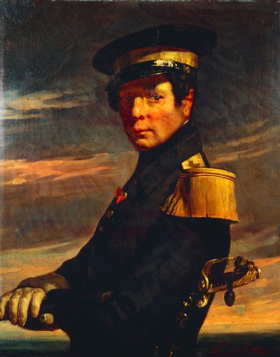 Portret van een marineofficier door Jean Francois Millet