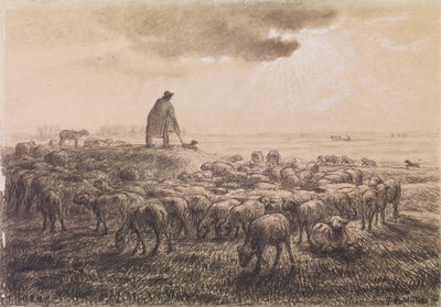 Schapen en herder door Jean-Francois Millet