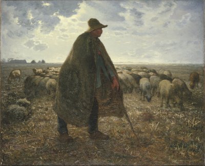 Herder die zijn kudde hoedt door Jean-Francois Millet