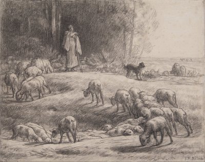 De herderin door Jean-Francois Millet