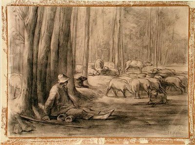 De drinkplaats in het bos door Jean Francois Millet