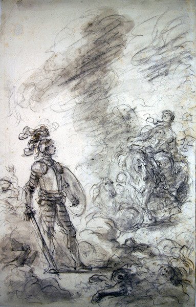 Lidia gaat Alceste tegemoet door Jean Honore Fragonard