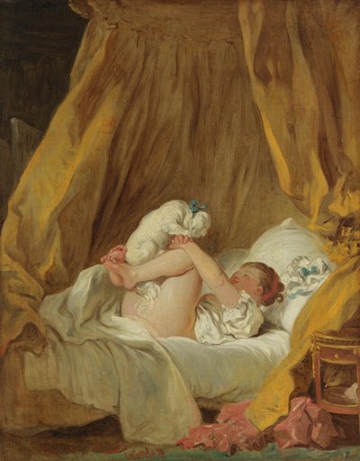 Meisje met een hond door Jean-Honore Fragonard