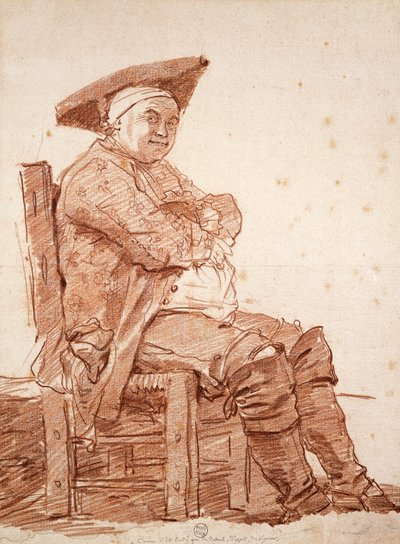 Portret van zittende man, bekend als Postiglione, door Jean Honore Fragonard door Jean Honore Fragonard