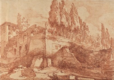 Ruïnes van een keizerlijk paleis, Rome door Jean-Honore Fragonard