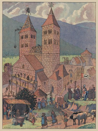 Bouw van de Abdij van Murbach, nabij Guebwiller, Elzas door Jean Jacques Waltz
