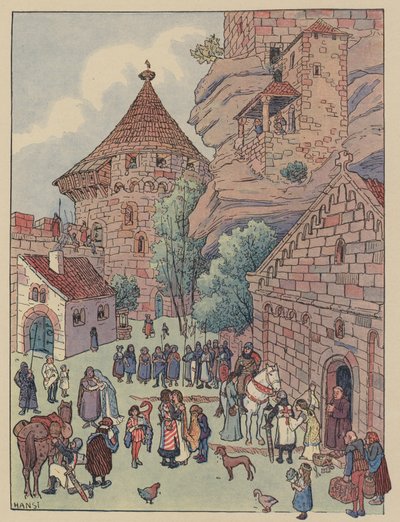 Vertrek van de Chevalier du Hohbarr voor de kruistochten door Jean Jacques Waltz
