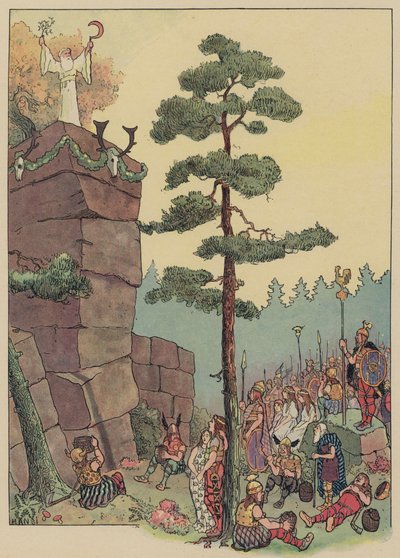Druïden vieren een festival bij de Maennelstein, Elzas door Jean Jacques Waltz
