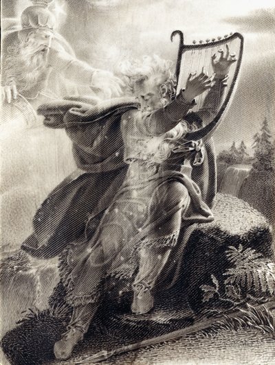Ossian speelt de harp door Jean Jacques Casimir Karpff
