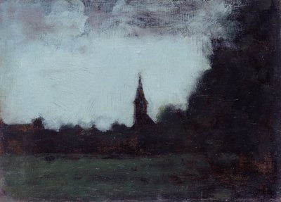 Landschap van de Elzas, de klokkentoren van Bernwiller door Jean Jacques Henner