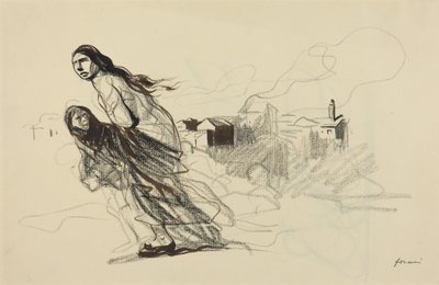 Naar Douai, waarschijnlijk 1918 (inkttekening) door Jean-Louis & Caran D