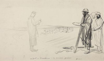 Aan het Champagnefront - De laatste gebeden, c.1914-1919 (zwarte inkt op papier) door Jean-Louis & Caran D
