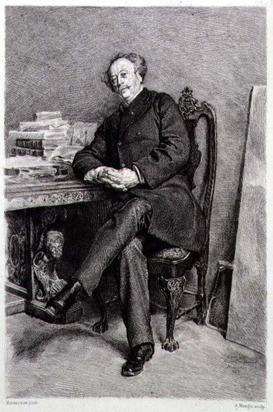 Alexandre Dumas fils (1824-95), Franse romanschrijver en toneelschrijver, gegraveerd door A Mongin door Jean Louis Ernest (after) Meissonier